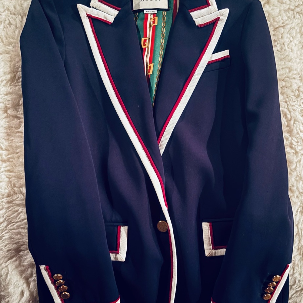 Gucci Navy Blazer with Red and White Trim - Picture 2 of 3